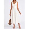 image:imagePRETTYGARDEN Summer Dresses for Women 2026 Spring Casual Sleeveless V Neck Pleated Midi Work Cocktail Wedding Guest DressWhite