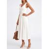 image:imagePRETTYGARDEN Summer Dresses for Women 2026 Spring Casual Sleeveless V Neck Pleated Midi Work Cocktail Wedding Guest DressWhite