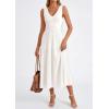 image:imagePRETTYGARDEN Summer Dresses for Women 2026 Spring Casual Sleeveless V Neck Pleated Midi Work Cocktail Wedding Guest DressWhite