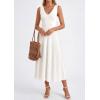 image:imagePRETTYGARDEN Summer Dresses for Women 2026 Spring Casual Sleeveless V Neck Pleated Midi Work Cocktail Wedding Guest DressWhite