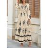 image:imagePRETTYGARDEN Womens 2026 Fall Wedding Guest Dresses Boho Floral Long Sleeve V Neck Flowy Elegant Maxi Dress Beach ClothesFloral Apricot Black