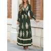 image:imagePRETTYGARDEN Womens 2026 Fall Wedding Guest Dresses Boho Floral Long Sleeve V Neck Flowy Elegant Maxi Dress Beach ClothesFloral Army Green Apricot