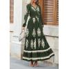 image:imagePRETTYGARDEN Womens 2026 Fall Wedding Guest Dresses Boho Floral Long Sleeve V Neck Flowy Elegant Maxi Dress Beach ClothesFloral Army Green Apricot