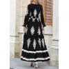 image:imagePRETTYGARDEN Womens 2026 Fall Wedding Guest Dresses Boho Floral Long Sleeve V Neck Flowy Elegant Maxi Dress Beach ClothesFloral Black White