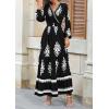image:imagePRETTYGARDEN Womens 2026 Fall Wedding Guest Dresses Boho Floral Long Sleeve V Neck Flowy Elegant Maxi Dress Beach ClothesFloral Black White