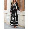 image:imagePRETTYGARDEN Womens 2026 Fall Wedding Guest Dresses Boho Floral Long Sleeve V Neck Flowy Elegant Maxi Dress Beach ClothesFloral Black White