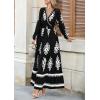 image:imagePRETTYGARDEN Womens 2026 Fall Wedding Guest Dresses Boho Floral Long Sleeve V Neck Flowy Elegant Maxi Dress Beach ClothesFloral Black White