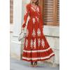 image:imagePRETTYGARDEN Womens 2026 Fall Wedding Guest Dresses Boho Floral Long Sleeve V Neck Flowy Elegant Maxi Dress Beach ClothesFloral Brick Red White
