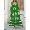 image:imagePRETTYGARDEN Womens 2026 Fall Wedding Guest Dresses Boho Floral Long Sleeve V Neck Flowy Elegant Maxi Dress Beach ClothesFloral Green White