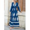 image:imagePRETTYGARDEN Womens 2026 Fall Wedding Guest Dresses Boho Floral Long Sleeve V Neck Flowy Elegant Maxi Dress Beach ClothesFloral Lake Blue White