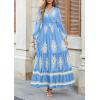 image:imagePRETTYGARDEN Womens 2026 Fall Wedding Guest Dresses Boho Floral Long Sleeve V Neck Flowy Elegant Maxi Dress Beach ClothesFloral Sky Blue Apricot