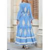 image:imagePRETTYGARDEN Womens 2026 Fall Wedding Guest Dresses Boho Floral Long Sleeve V Neck Flowy Elegant Maxi Dress Beach ClothesFloral Sky Blue Apricot