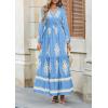 image:imagePRETTYGARDEN Womens 2026 Fall Wedding Guest Dresses Boho Floral Long Sleeve V Neck Flowy Elegant Maxi Dress Beach ClothesFloral Sky Blue Apricot