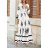 image:imagePRETTYGARDEN Womens 2026 Fall Wedding Guest Dresses Boho Floral Long Sleeve V Neck Flowy Elegant Maxi Dress Beach ClothesFloral White Black