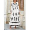 image:imagePRETTYGARDEN Womens 2026 Fall Wedding Guest Dresses Boho Floral Long Sleeve V Neck Flowy Elegant Maxi Dress Beach ClothesFloral White Black