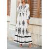 image:imagePRETTYGARDEN Womens 2026 Fall Wedding Guest Dresses Boho Floral Long Sleeve V Neck Flowy Elegant Maxi Dress Beach ClothesFloral White Black