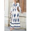 image:imagePRETTYGARDEN Womens 2026 Fall Wedding Guest Dresses Boho Floral Long Sleeve V Neck Flowy Elegant Maxi Dress Beach ClothesFloral White Blue