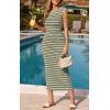 image:imagePRETTYGARDEN Womens 2026 Summer Bodycon Midi Dress Casual Striped Cap Sleeve Party Wedding Guest Dresses Vacation OutfitsStriped Army Green White
