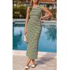 image:imagePRETTYGARDEN Womens 2026 Summer Bodycon Midi Dress Casual Striped Cap Sleeve Party Wedding Guest Dresses Vacation OutfitsStriped Army Green White