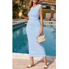 image:imagePRETTYGARDEN Womens 2026 Summer Bodycon Midi Dress Casual Striped Cap Sleeve Party Wedding Guest Dresses Vacation OutfitsStriped Light Blue White