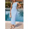 image:imagePRETTYGARDEN Womens 2026 Summer Bodycon Midi Dress Casual Striped Cap Sleeve Party Wedding Guest Dresses Vacation OutfitsStriped Light Blue White
