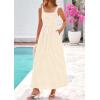 image:imagePRETTYGARDEN Womens 2026 Summer Spaghetti Strap Maxi Dresses Plaid Square Neck A Line Casual Beach Vacation Long SundressBeige