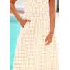 image:imagePRETTYGARDEN Womens 2026 Summer Spaghetti Strap Maxi Dresses Plaid Square Neck A Line Casual Beach Vacation Long SundressBeige