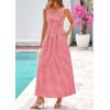 image:imagePRETTYGARDEN Womens 2026 Summer Spaghetti Strap Maxi Dresses Plaid Square Neck A Line Casual Beach Vacation Long SundressBrilliant Red