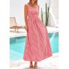 image:imagePRETTYGARDEN Womens 2026 Summer Spaghetti Strap Maxi Dresses Plaid Square Neck A Line Casual Beach Vacation Long SundressBrilliant Red