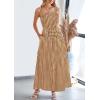 image:imagePRETTYGARDEN Womens 2026 Summer Spaghetti Strap Maxi Dresses Plaid Square Neck A Line Casual Beach Vacation Long SundressCoffee