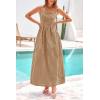 image:imagePRETTYGARDEN Womens 2026 Summer Spaghetti Strap Maxi Dresses Plaid Square Neck A Line Casual Beach Vacation Long SundressCoffee