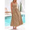 image:imagePRETTYGARDEN Womens 2026 Summer Spaghetti Strap Maxi Dresses Plaid Square Neck A Line Casual Beach Vacation Long SundressCoffee