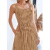 image:imagePRETTYGARDEN Womens 2026 Summer Spaghetti Strap Maxi Dresses Plaid Square Neck A Line Casual Beach Vacation Long SundressCoffee