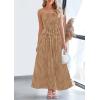 image:imagePRETTYGARDEN Womens 2026 Summer Spaghetti Strap Maxi Dresses Plaid Square Neck A Line Casual Beach Vacation Long SundressCoffee