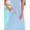 image:imagePRETTYGARDEN Womens 2026 Summer Spaghetti Strap Maxi Dresses Plaid Square Neck A Line Casual Beach Vacation Long SundressDusty Blue