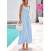 image:imagePRETTYGARDEN Womens 2026 Summer Spaghetti Strap Maxi Dresses Plaid Square Neck A Line Casual Beach Vacation Long SundressDusty Blue