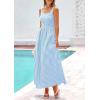 image:imagePRETTYGARDEN Womens 2026 Summer Spaghetti Strap Maxi Dresses Plaid Square Neck A Line Casual Beach Vacation Long SundressDusty Blue