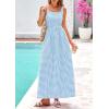 image:imagePRETTYGARDEN Womens 2026 Summer Spaghetti Strap Maxi Dresses Plaid Square Neck A Line Casual Beach Vacation Long SundressDusty Blue