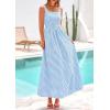 image:imagePRETTYGARDEN Womens 2026 Summer Spaghetti Strap Maxi Dresses Plaid Square Neck A Line Casual Beach Vacation Long SundressDusty Blue