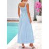 image:imagePRETTYGARDEN Womens 2026 Summer Spaghetti Strap Maxi Dresses Plaid Square Neck A Line Casual Beach Vacation Long SundressDusty Blue