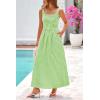 image:imagePRETTYGARDEN Womens 2026 Summer Spaghetti Strap Maxi Dresses Plaid Square Neck A Line Casual Beach Vacation Long SundressGreen