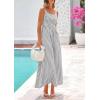image:imagePRETTYGARDEN Womens 2026 Summer Spaghetti Strap Maxi Dresses Plaid Square Neck A Line Casual Beach Vacation Long SundressGrey