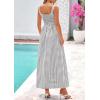 image:imagePRETTYGARDEN Womens 2026 Summer Spaghetti Strap Maxi Dresses Plaid Square Neck A Line Casual Beach Vacation Long SundressGrey
