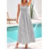 image:imagePRETTYGARDEN Womens 2026 Summer Spaghetti Strap Maxi Dresses Plaid Square Neck A Line Casual Beach Vacation Long SundressGrey