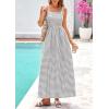 image:imagePRETTYGARDEN Womens 2026 Summer Spaghetti Strap Maxi Dresses Plaid Square Neck A Line Casual Beach Vacation Long SundressGrey