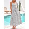 image:imagePRETTYGARDEN Womens 2026 Summer Spaghetti Strap Maxi Dresses Plaid Square Neck A Line Casual Beach Vacation Long SundressGrey