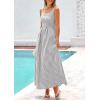 image:imagePRETTYGARDEN Womens 2026 Summer Spaghetti Strap Maxi Dresses Plaid Square Neck A Line Casual Beach Vacation Long SundressGrey