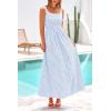 image:imagePRETTYGARDEN Womens 2026 Summer Spaghetti Strap Maxi Dresses Plaid Square Neck A Line Casual Beach Vacation Long SundressLight Blue