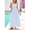 image:imagePRETTYGARDEN Womens 2026 Summer Spaghetti Strap Maxi Dresses Plaid Square Neck A Line Casual Beach Vacation Long SundressLight Blue