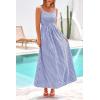 image:imagePRETTYGARDEN Womens 2026 Summer Spaghetti Strap Maxi Dresses Plaid Square Neck A Line Casual Beach Vacation Long SundressNavy
